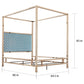 Metal Canopy Bed with Upholstered Headboard - Off-White Linen, Champagne Gold Finish, Queen Size