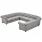 11-Seat U-Shaped Chesterfield Sectional Sofa - Grey Linen