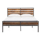 Low Profile Metal Platform Bed with Wood Finish Panels - Gray, Queen (Queen Size)