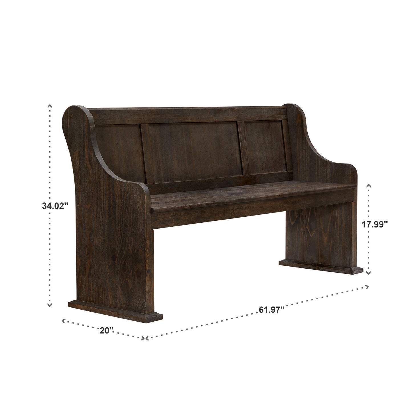 Wood 62-inch Wire Brushed Entryway Dining Bench - Oak Finish