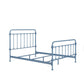 Antique Graceful Victorian Iron Metal Bed - Blue Steel, Full (Full Size)