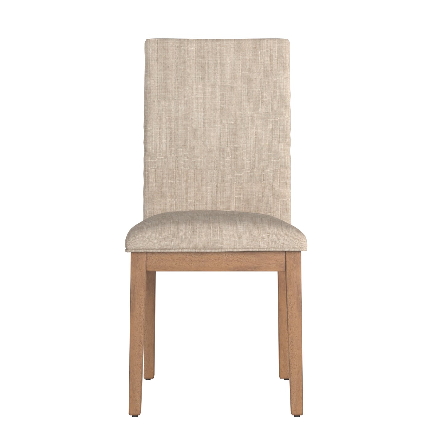 Nailhead Accent Parson Linen Dining Chairs (Set of 2) - Beige Linen, Natural Finish