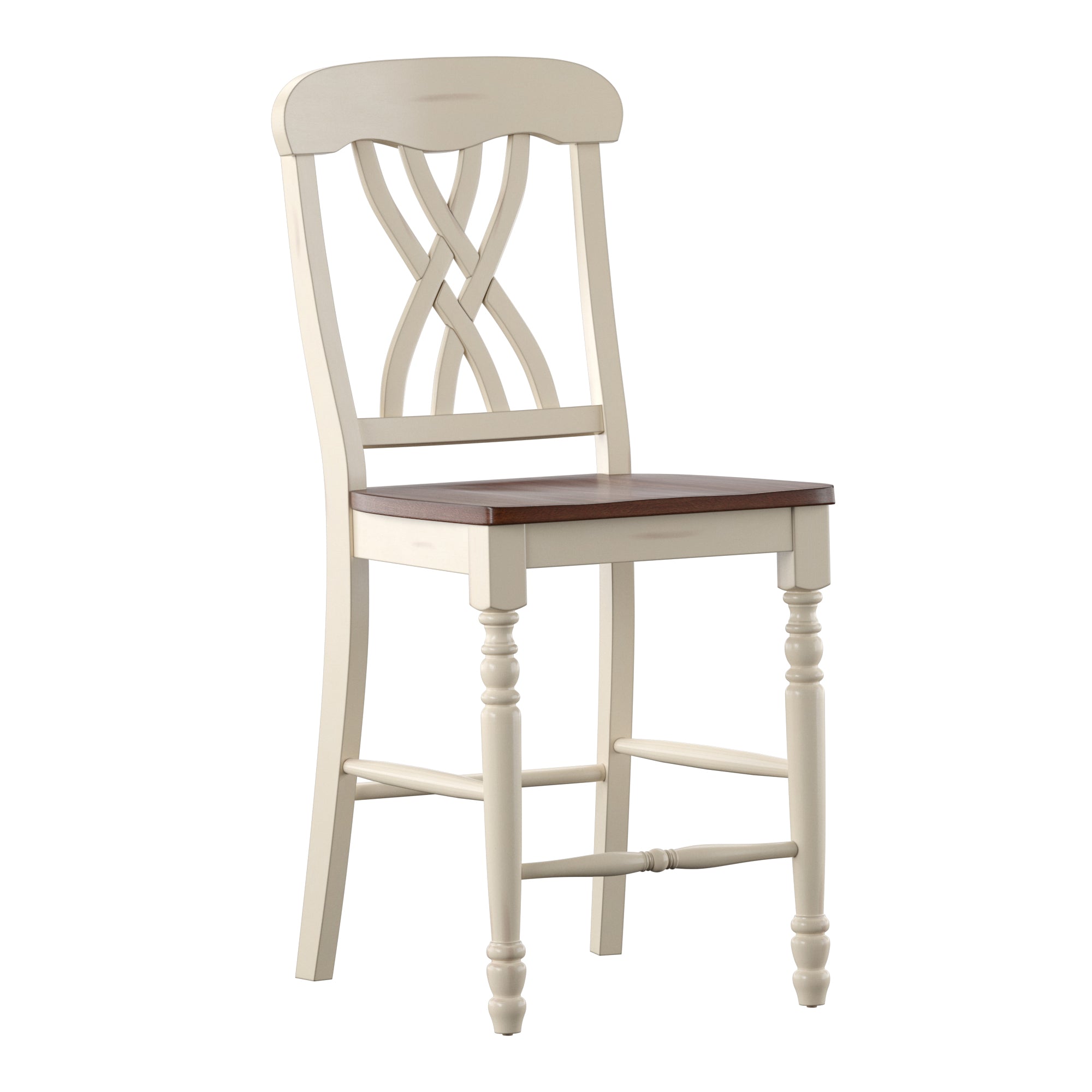 Two-Tone Counter Height Chairs (Set of 2) - Antique White, Scroll