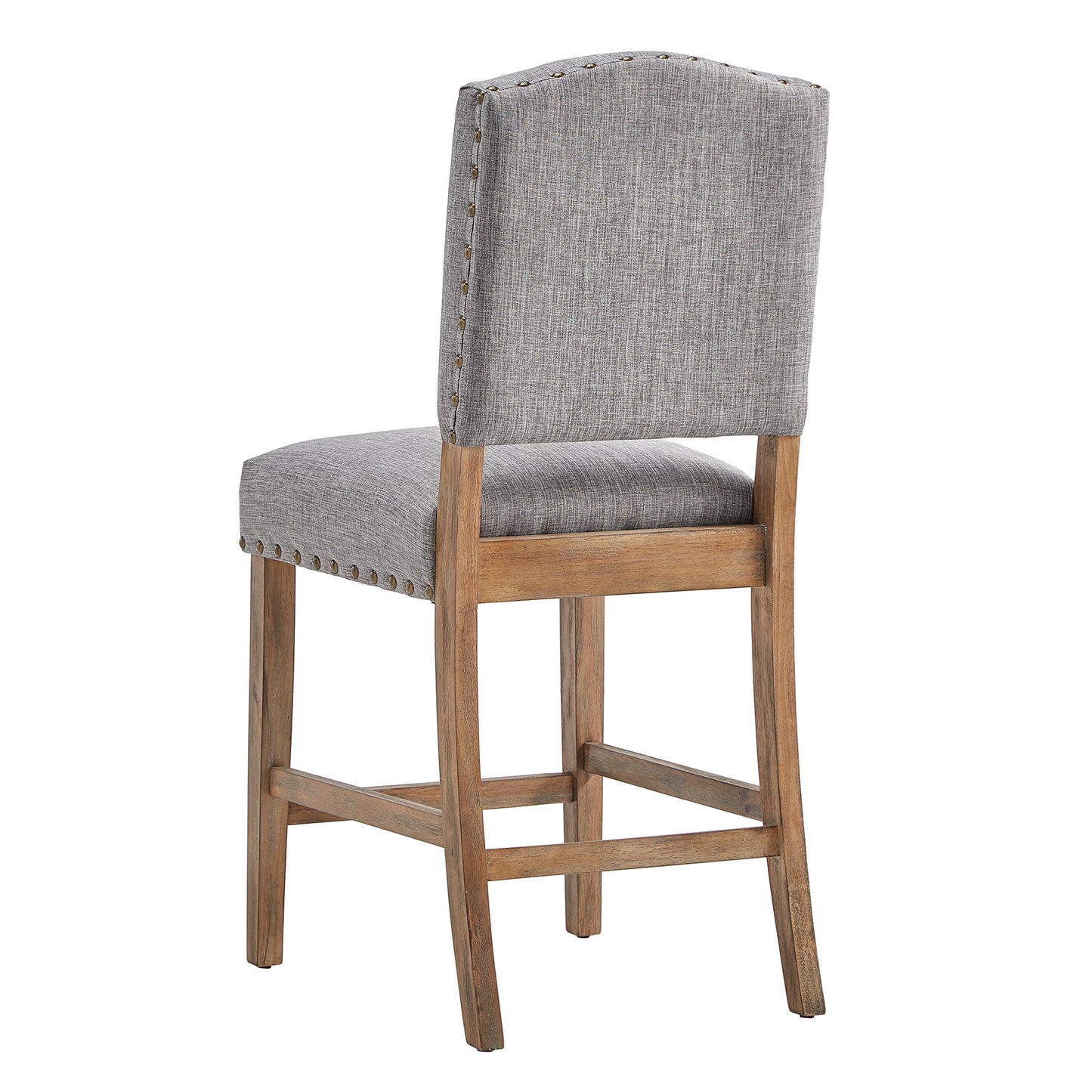 Premium Nailhead Upholstered Counter Height Chairs (Set of 2) - Grey Linen
