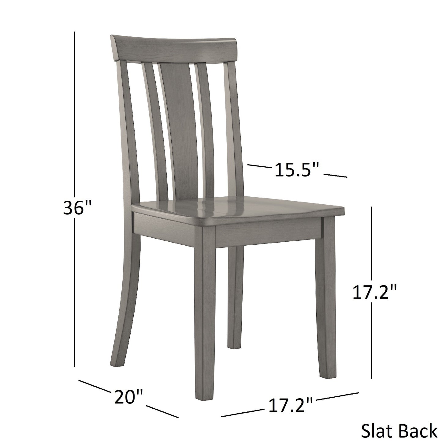 60-inch Rectangular Antique Grey Dining Set - Slat Back Chairs, 6-Piece Set