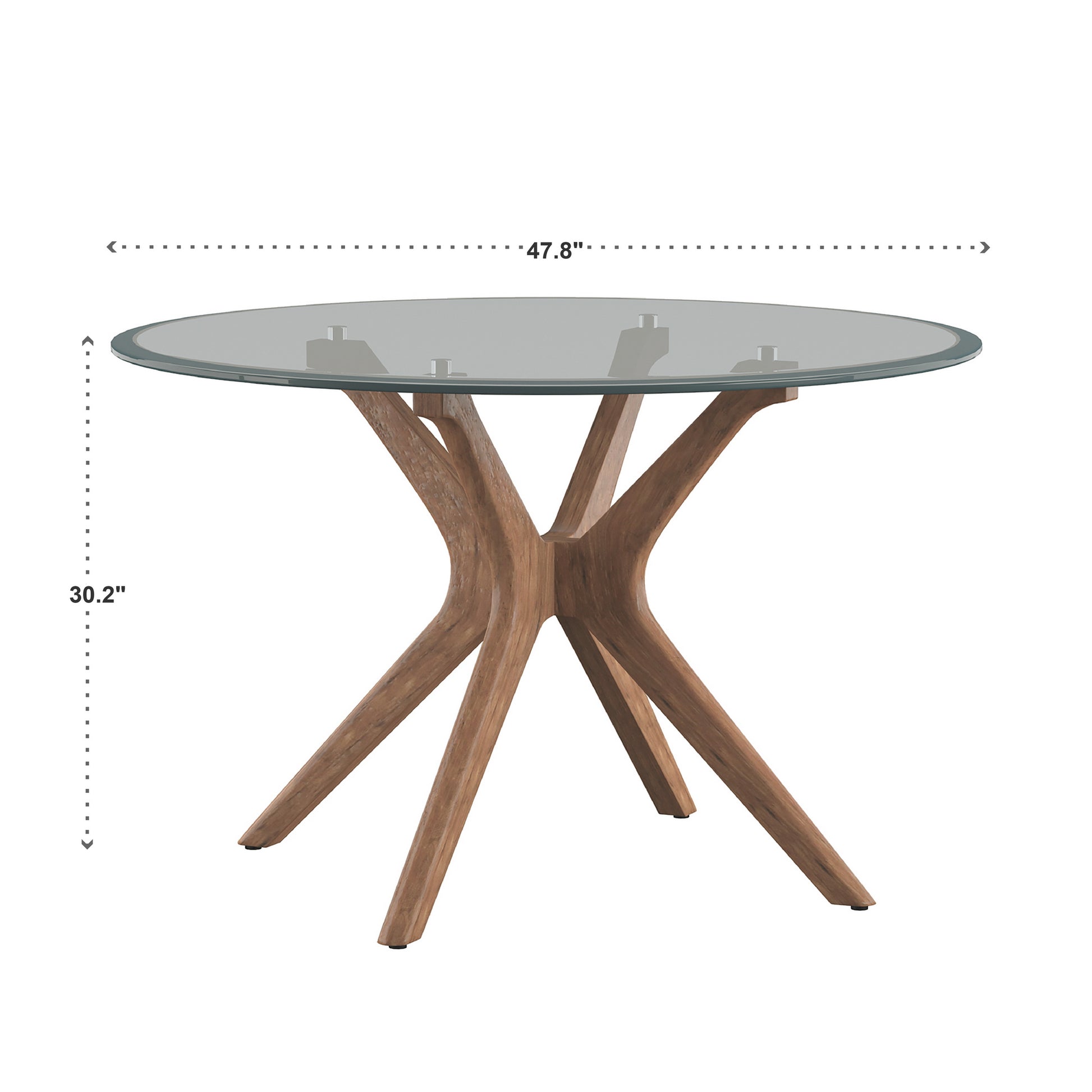 Mid-Century Walnut Finish Round Dining Table - Glass Top by iNSPIRE Q Modern – iNSPIRE Q Home