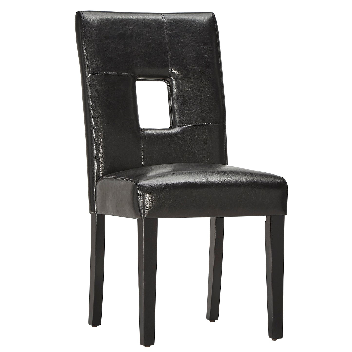 Keyhole Back Dining Chairs (Set of 2) - Black Faux Leather