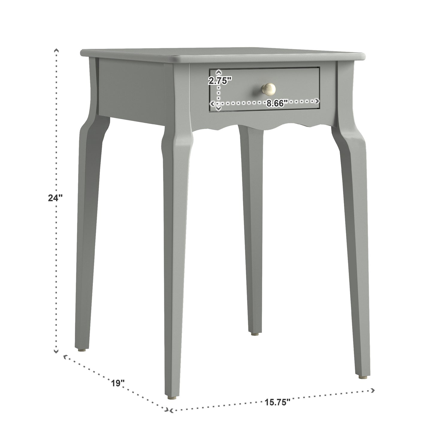 1-Drawer Wood Side Table - Grey