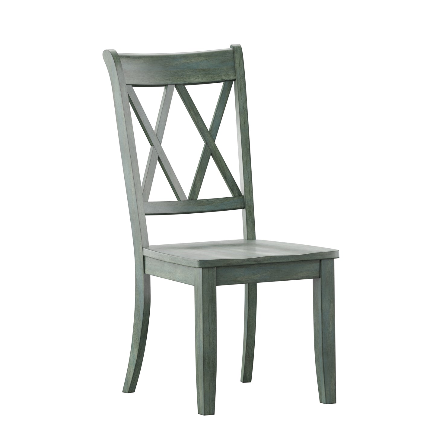 Double X Back Wood Dining Chairs (Set of 2) - Antique Sage Green Finish