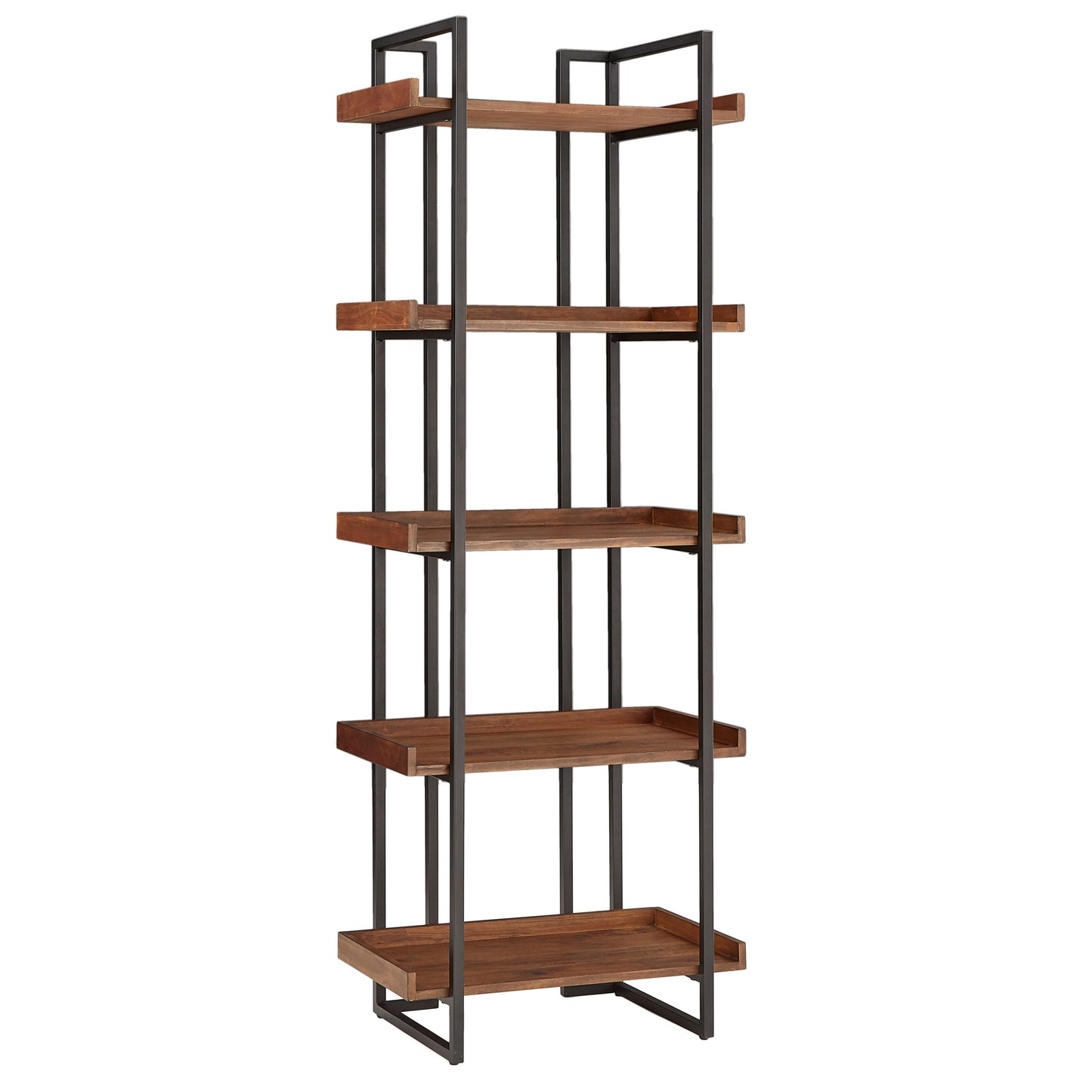Rustic Brown Etagere Bookcase - 26-inch Wide Bookcase