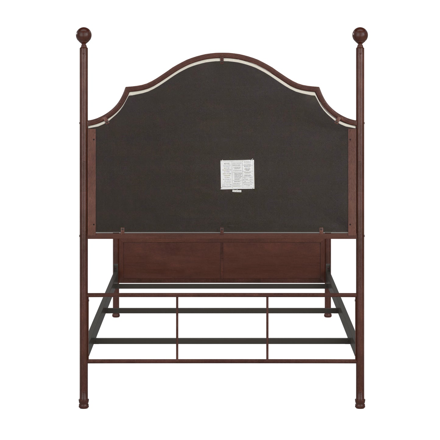 Cream Curved Top Cherry Brown Metal Poster Bed