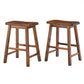 Saddle Seat 24" Counter Height Backless Stools (Set of 2) - Warm Cherry Finish