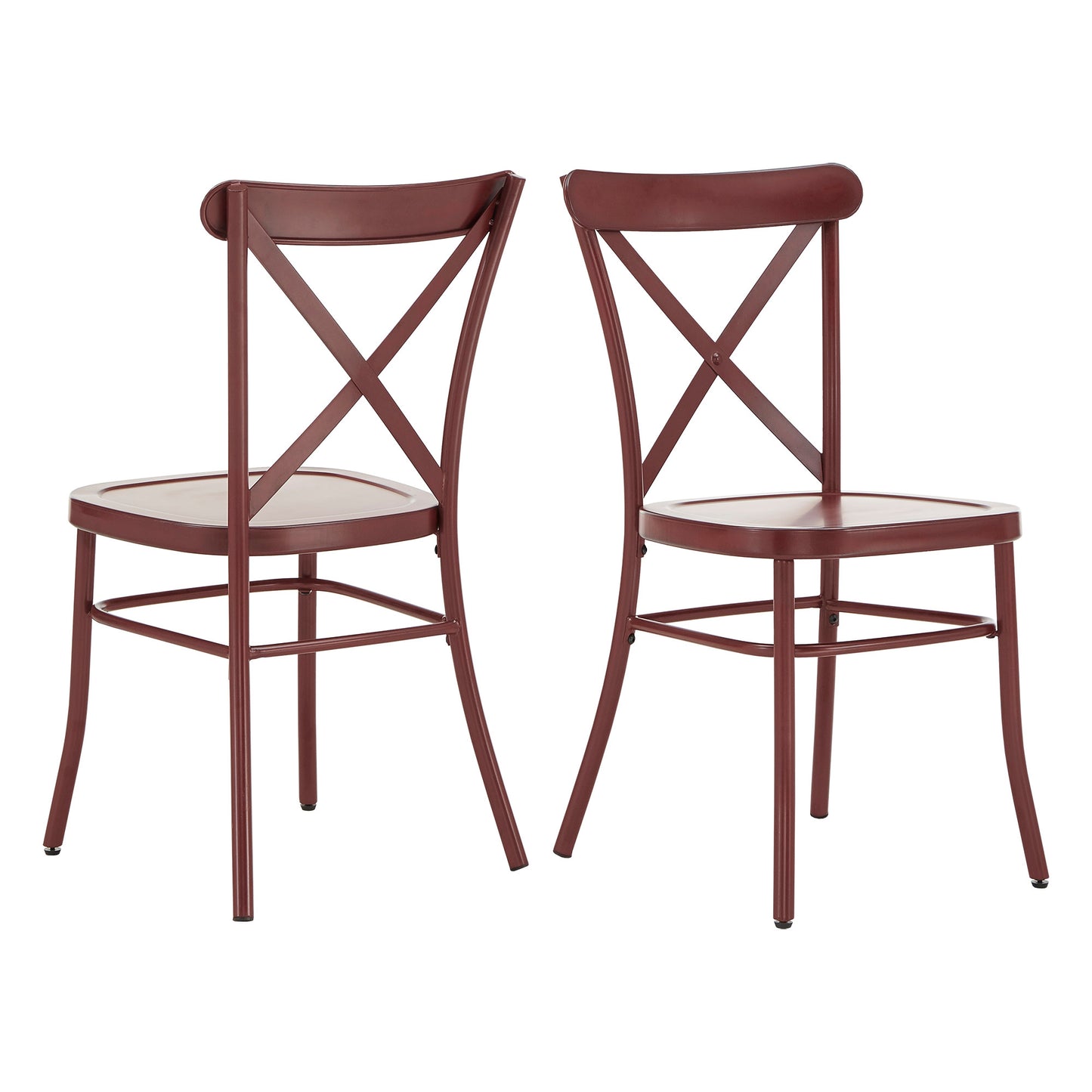 Metal Dining Chairs (Set of 2) - Antique Berry Red