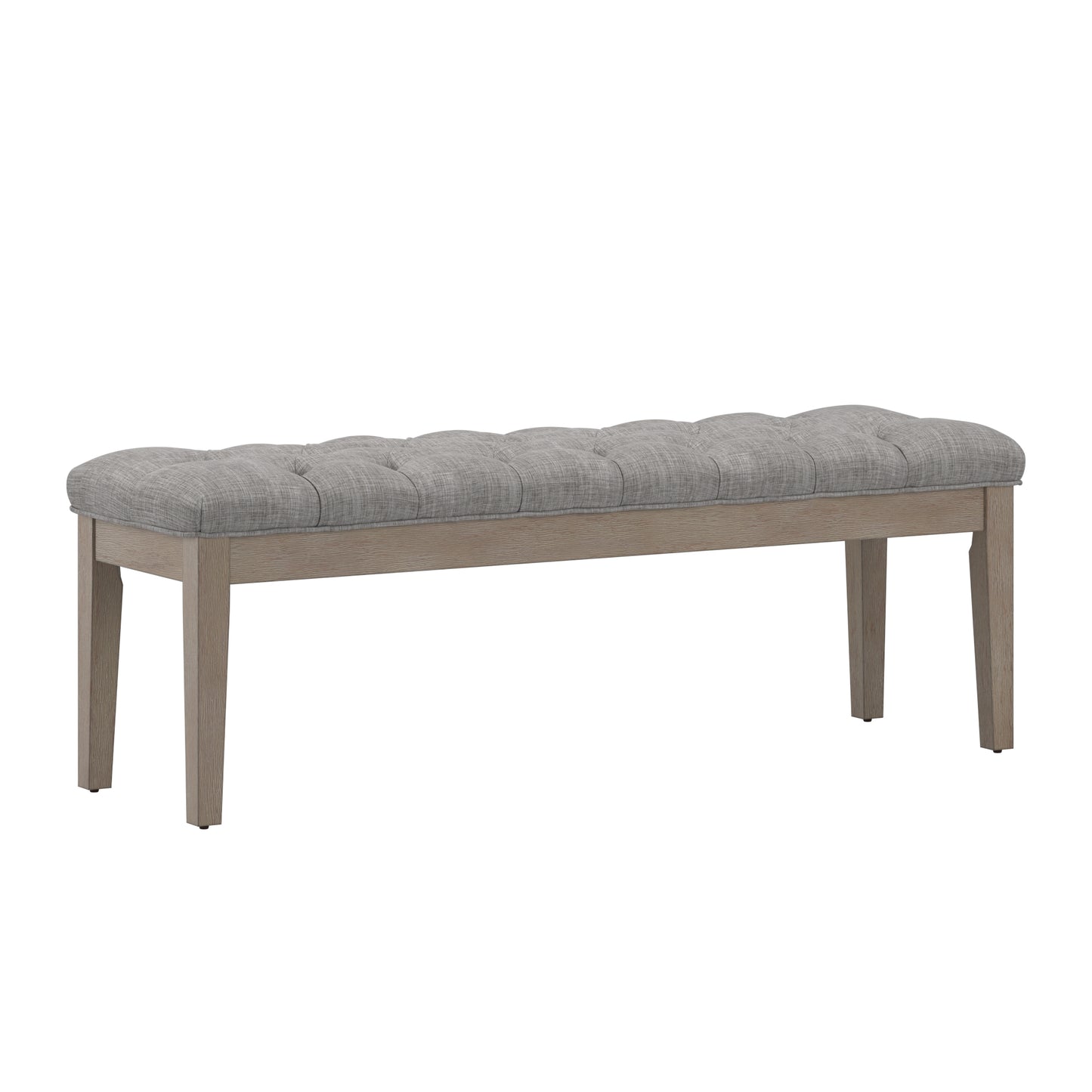 Premium Tufted Reclaimed Look 52-inch Upholstered Bench - Grey Linen