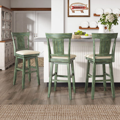 Panel Back Wood Swivel Bar Stool - Antique Sage Finish