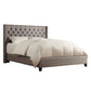 Wingback Button Tufted Bed - Grey Linen, Queen