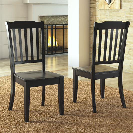 Slat Back Wood Dining Chairs (Set of 2) - Antique Black