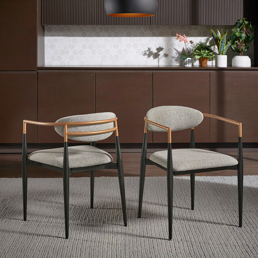 Mid-century Modern Dining Chair with Two-tone Copper & Black Finish (Set of 2) - Light Grey