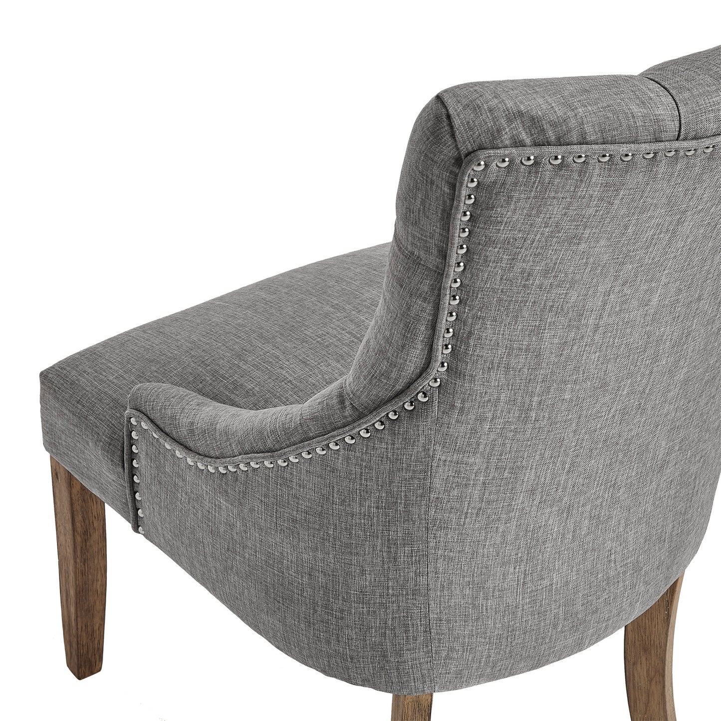Linen Button Tufted Curved Back Dining Chairs (Set of 2) - Gray Linen