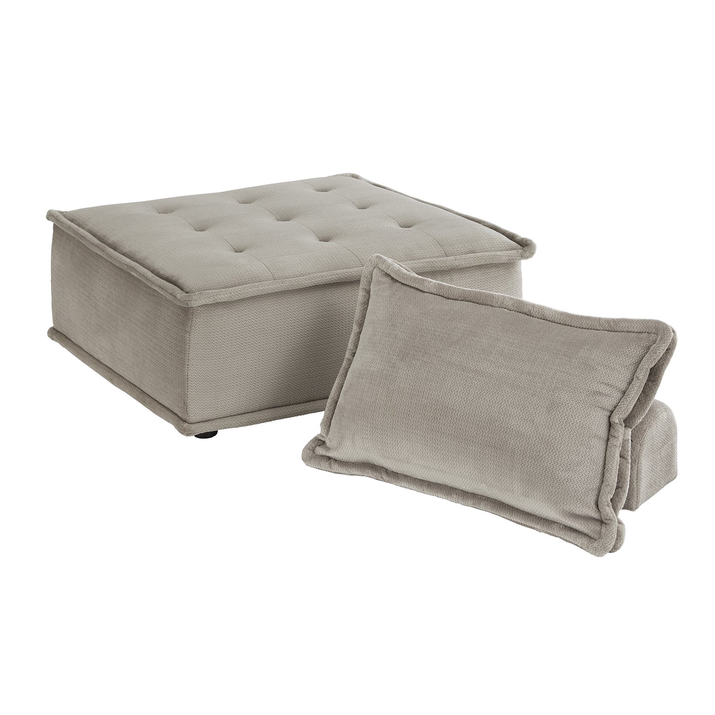 Velvet Tufted Modular Accent Chair with Pillow Back - Grey
