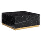 Faux Marble Coffee Table with Casters - Black, Large Square