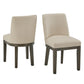 Weathered Grey Finish Fabric Dining Chair (Set of 2) - Beige Linen, Curved Back
