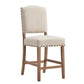 Premium Nailhead Upholstered Counter Height Chairs (Set of 2) - Natural Finish, Beige Linen