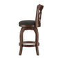 Scroll Back Swivel Stool - 24" Counter Height, Cherry Finish, Dark Gray Linen