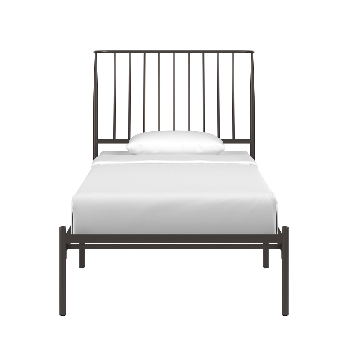 Metal Platform Bed with Curved Metal Headboard (Twin Size)