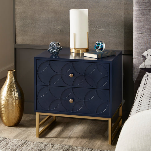 Arched Diamond Gold Metal End Table - Blue