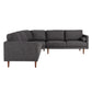 Mid-Century Upholstered Sectional Sofa - Black, 6-Seat, L-Shape Sectional