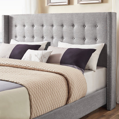 Linen Wingback Headboard - Gray Linen, King