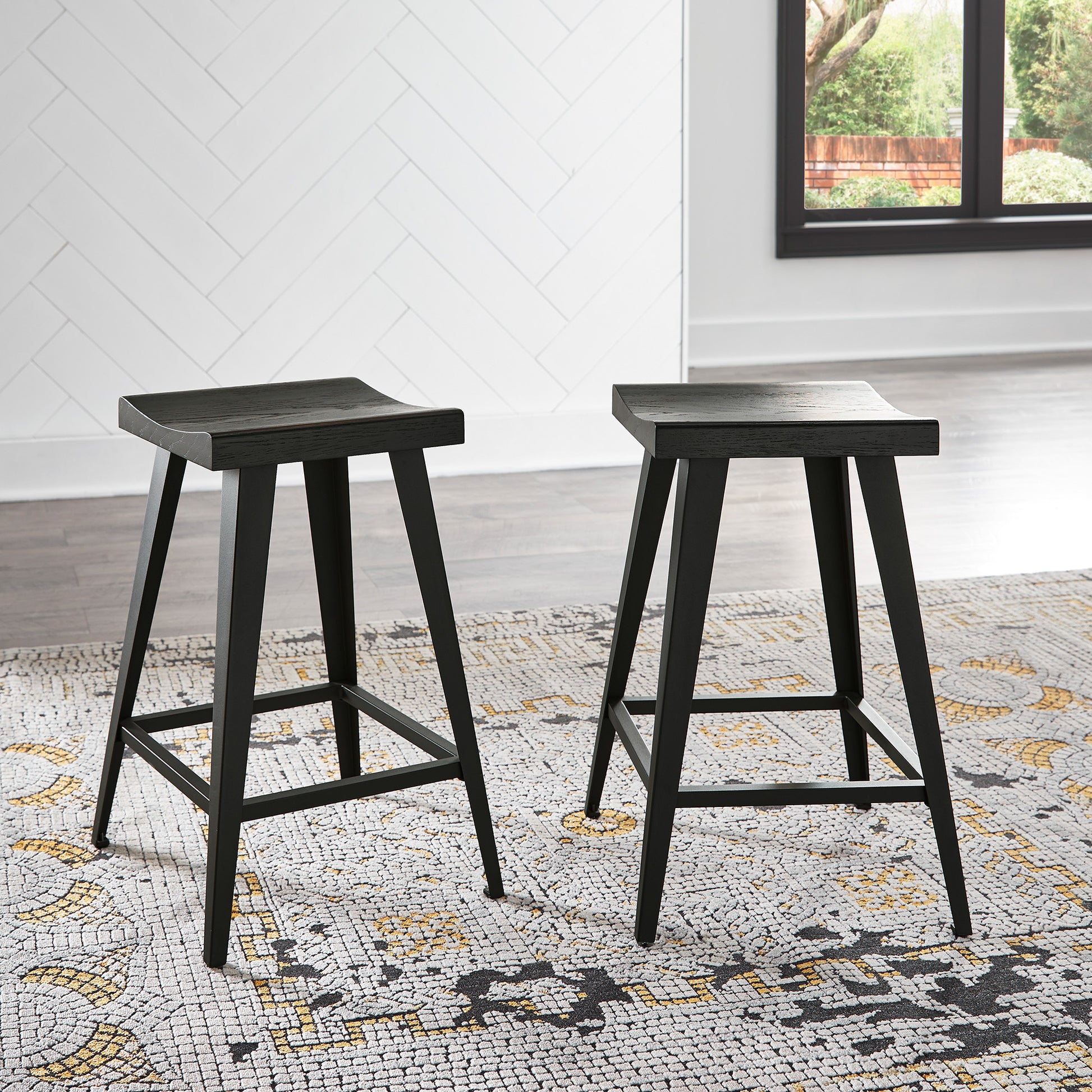 Black Finish Counter Height Stool (Set of 2) by iNSPIRE Q Modern