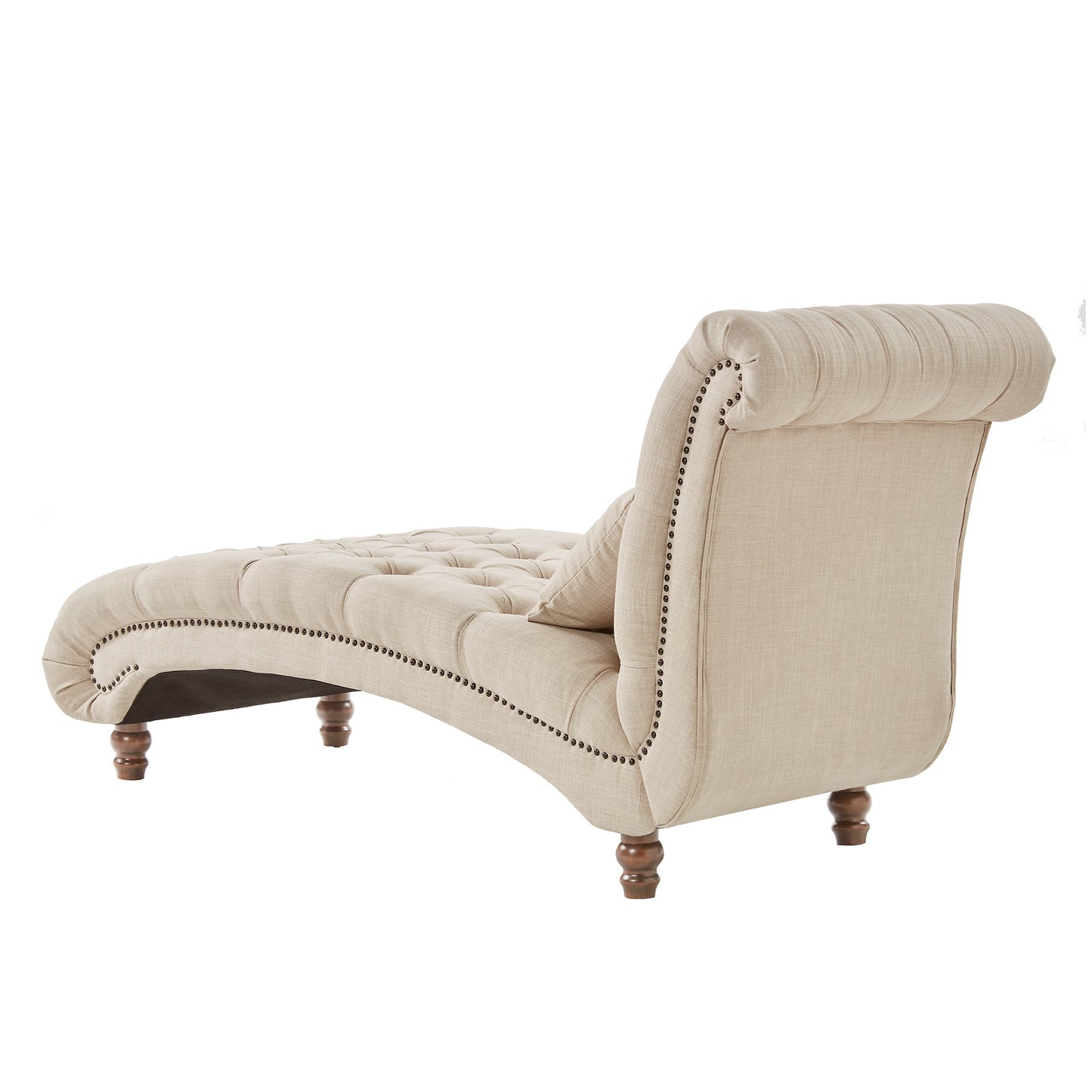 Tufted Oversized Chaise Lounge - Beige Linen
