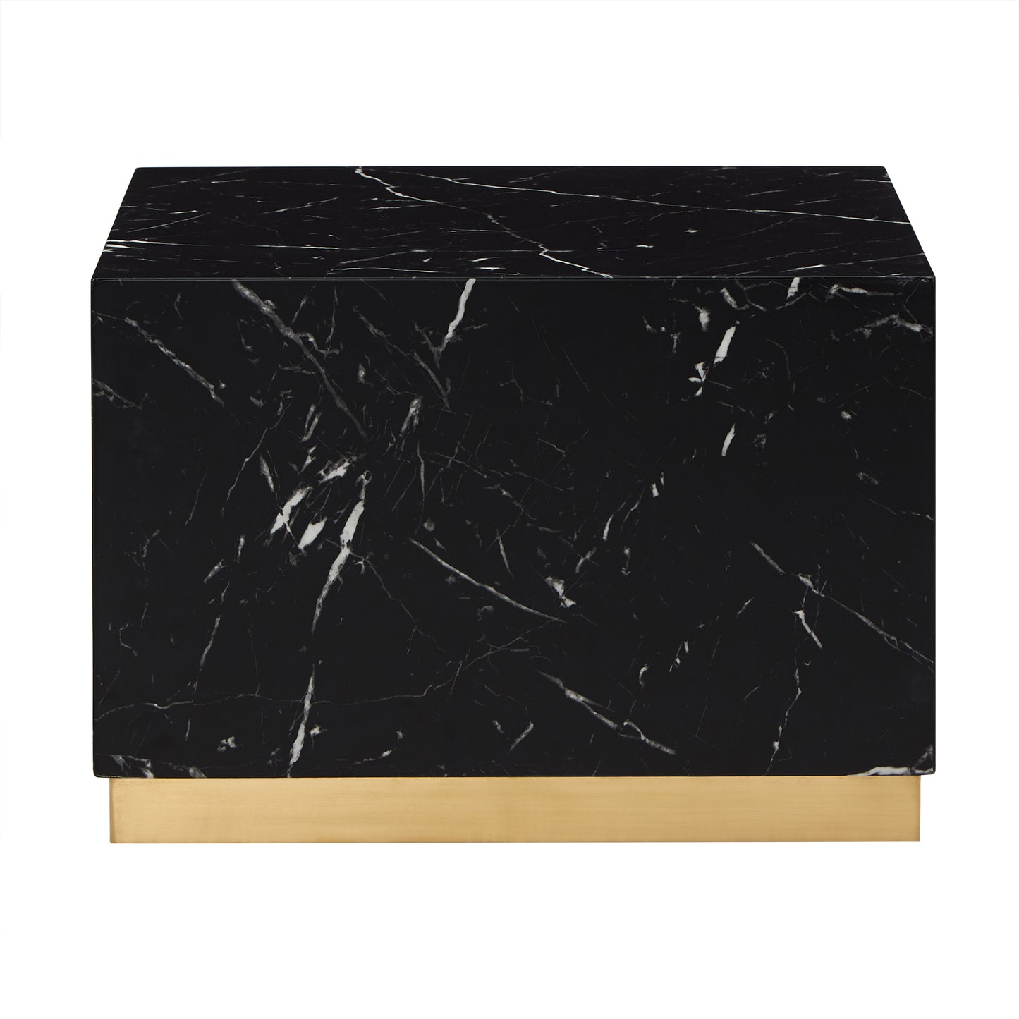 Faux Marble Coffee Table with Casters - Black, Square