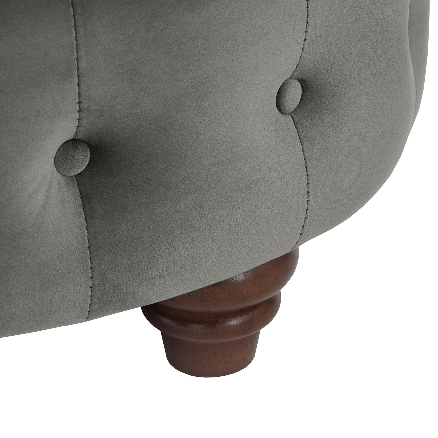 Tufted Scroll Arm Chesterfield Curved Sofa - Grey Velvet