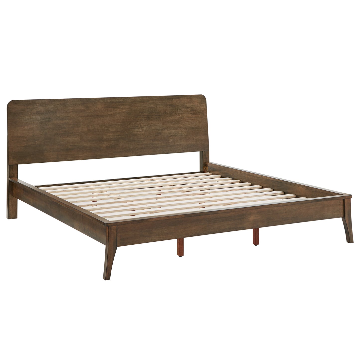 Wood Platform Bed - Walnut Finish, King Size