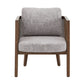 Walnut Finish Fabric Cane Accent Chair - Grey Fabric