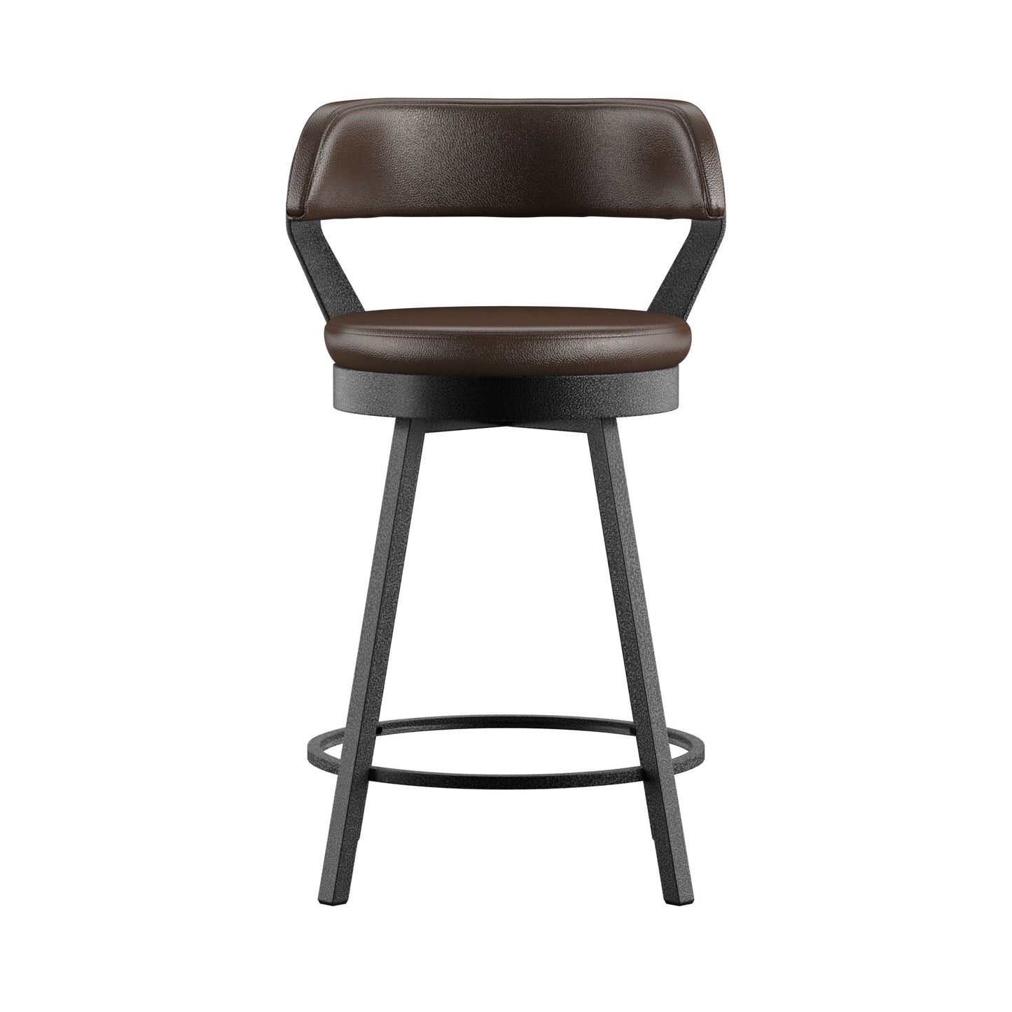 Faux Leather Metal Swivel 25" Counter Height Stools (Set of 2) - Brown