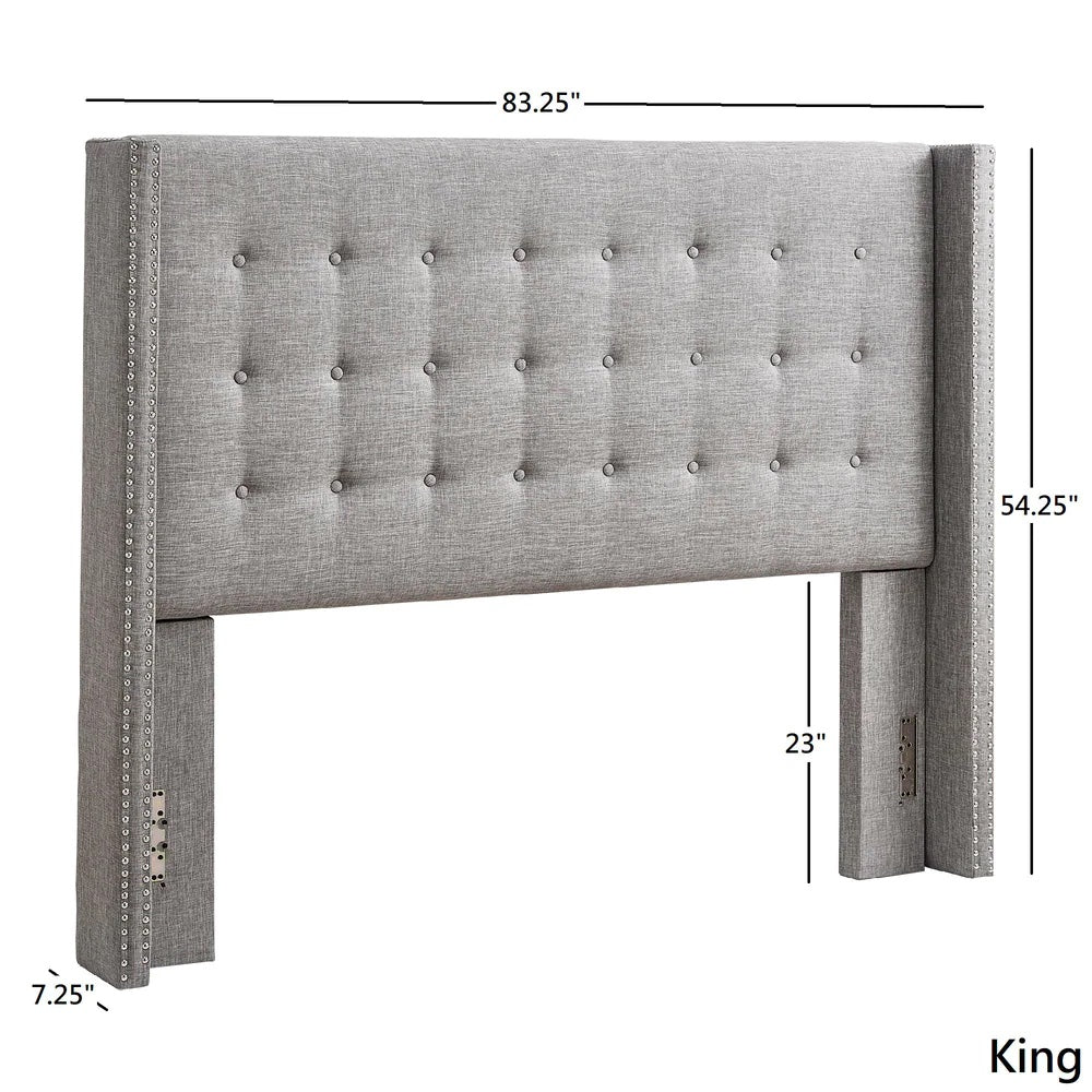 Linen Wingback Headboard - Grey Linen, King