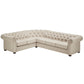 6-Seat L-Shaped Chesterfield Sectional Sofa - Beige Linen