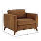 Dark Oak and Tan All Leather Accent Chair
