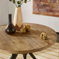 Wood Finish and Iron Grey Metal Base 4 - Person Round Dining Table - Light Pine Finish