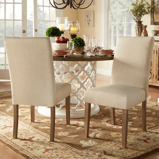 Fabric Upholstered Parsons Dining Chairs (Set of 2) - Beige Linen, No Slipcover
