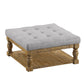Baluster Pine Tufted Storage Ottoman - Grey Linen, Dimpled Tufts