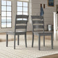 Two-Tone Round 5-Piece Dining Set - Antique Grey Finish, Ladder Back Chairs