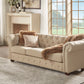 Tufted Scroll Arm Chesterfield Sofa - Beige Linen