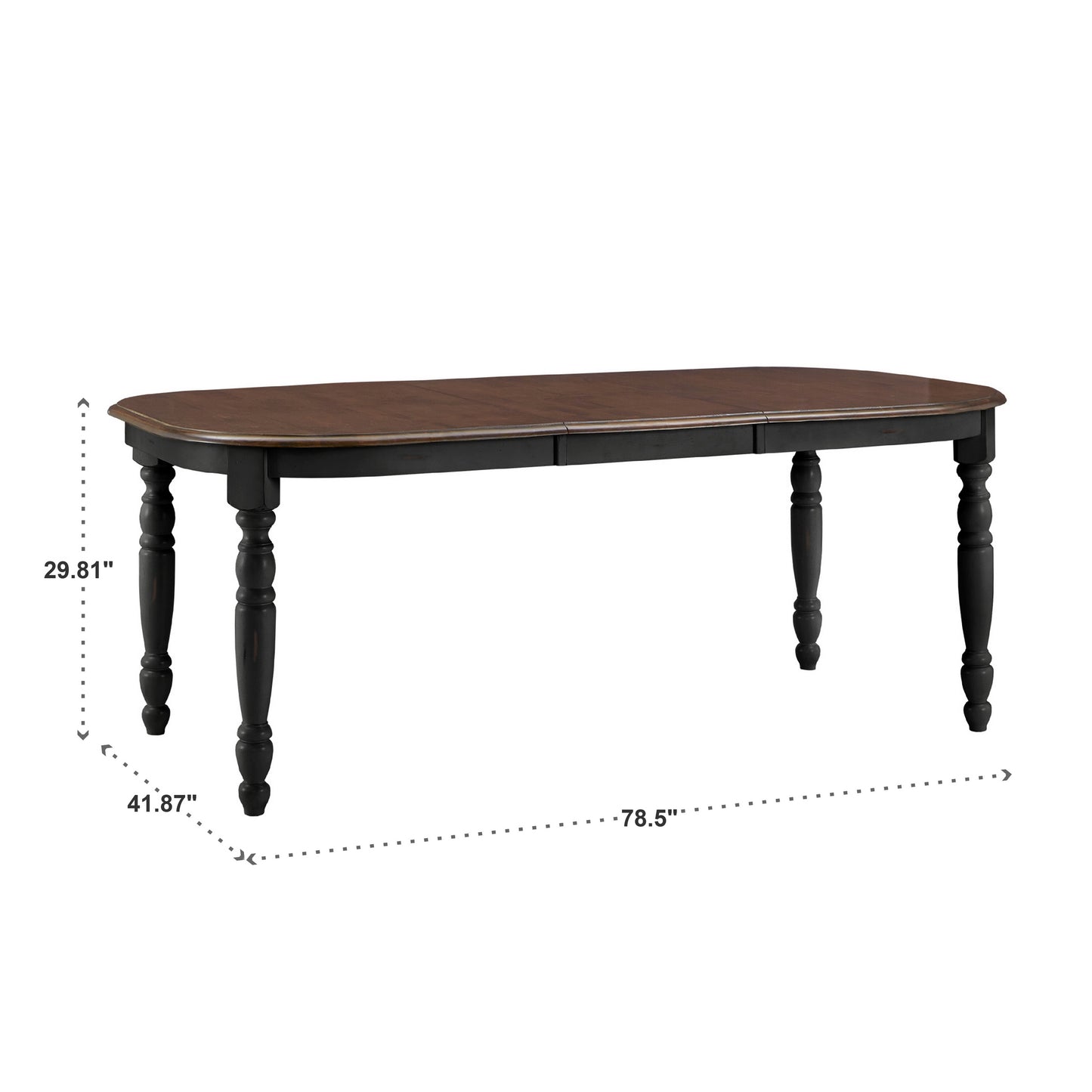 Antique Two-Tone Extending Dining Table - Antique Black