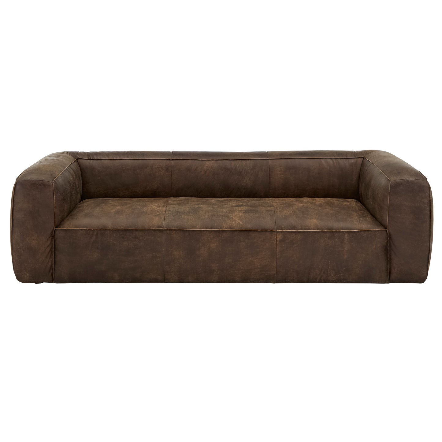 Dark Mahogany Outback Oxford Leather Sofa - Brown
