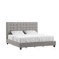 Button Tufted Linen Upholstered Bed - Grey, King